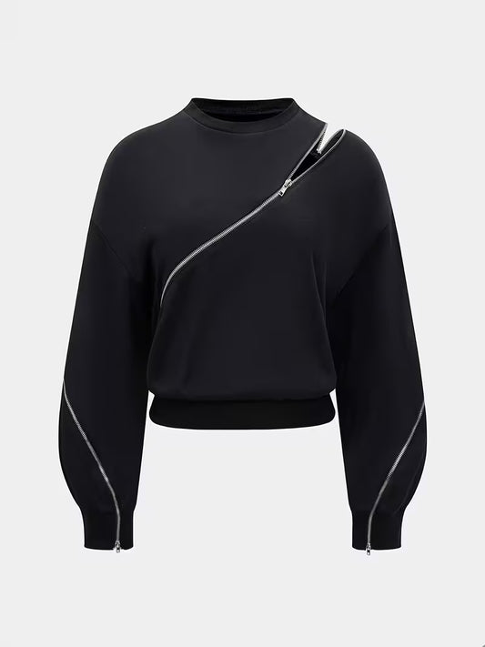 Asymmetrische Sweater met Schuine Rits