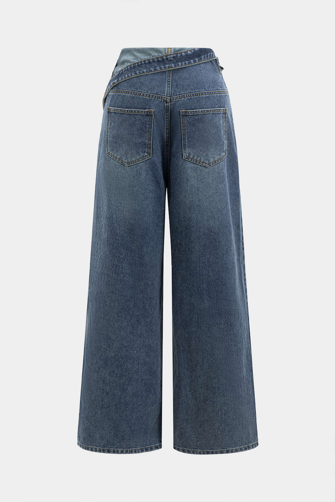 Asymmetrische jeans met hoge taille en rechte pijp