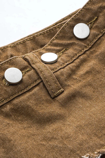 Asymmetrische rok van denim met kleurblokken en ruitprint