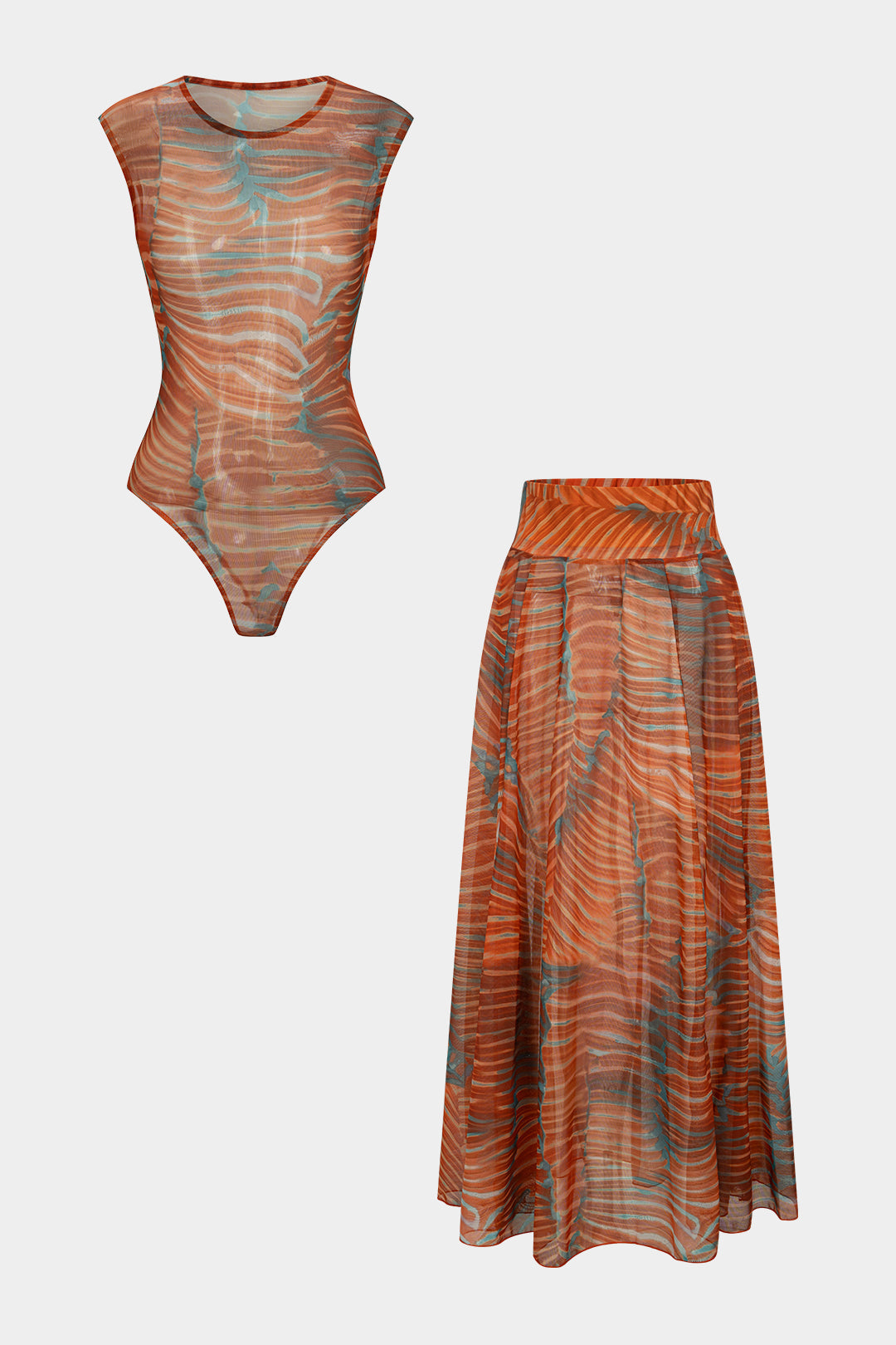Transparante set met body en rok