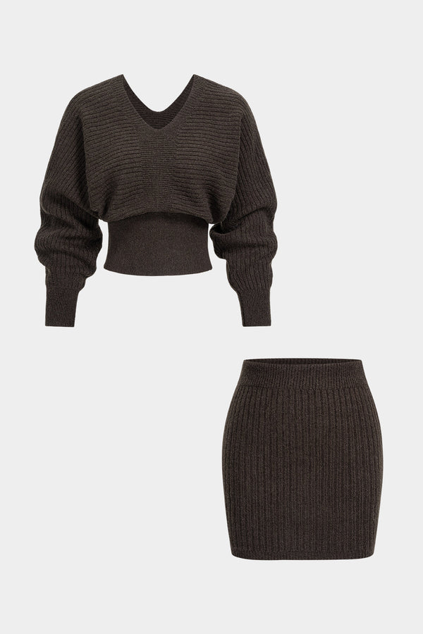 Ines - Gebreide set met top en minirok