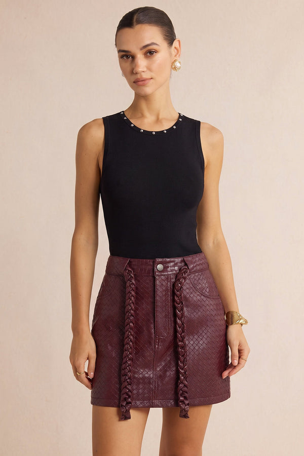Leren-look minirok