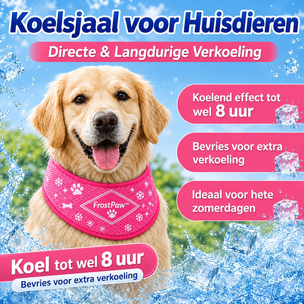 FrostPaw™ Verkoelende Halsband & Koelsjaal voor Honden en Katten