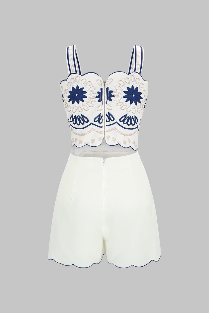 Floral Print Cut Out Sleeveless Romper