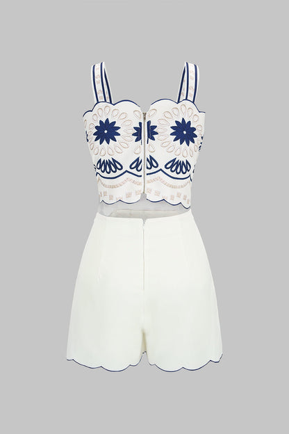 Floral Print Cut Out Sleeveless Romper
