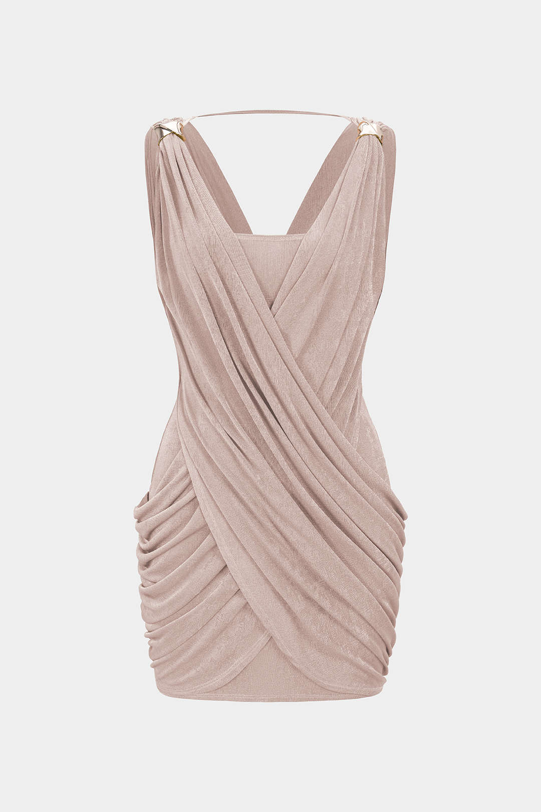 Maud - Metallic mouwloze minijurk met V-hals en ruches