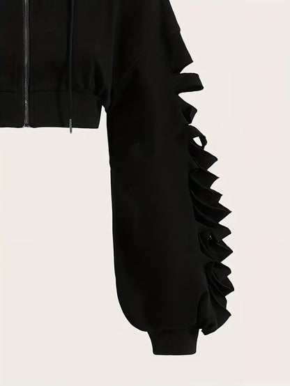 Cropped Bolero Hoodie met Rits