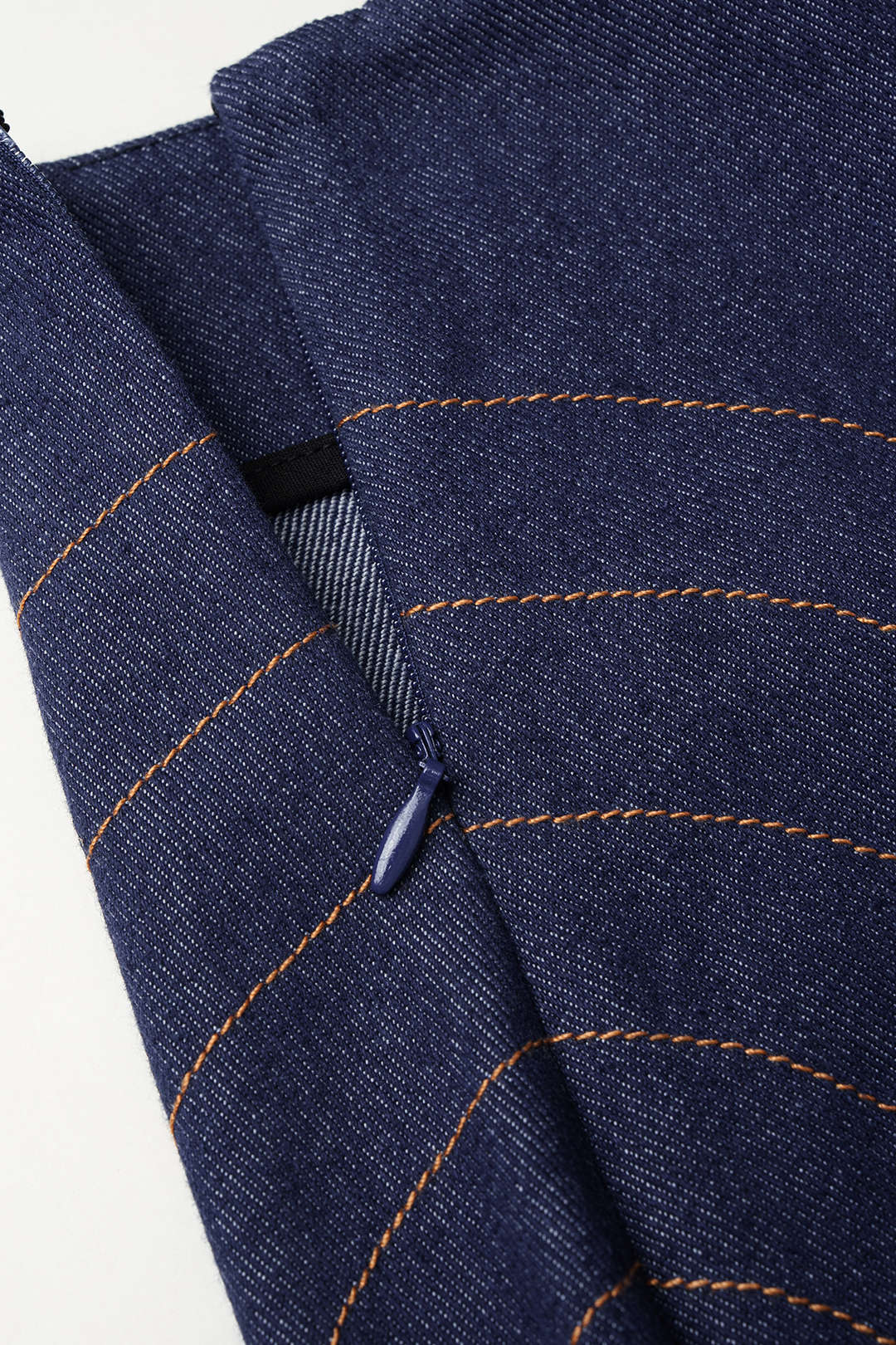 Denim patchwork midirok met A-lijn
