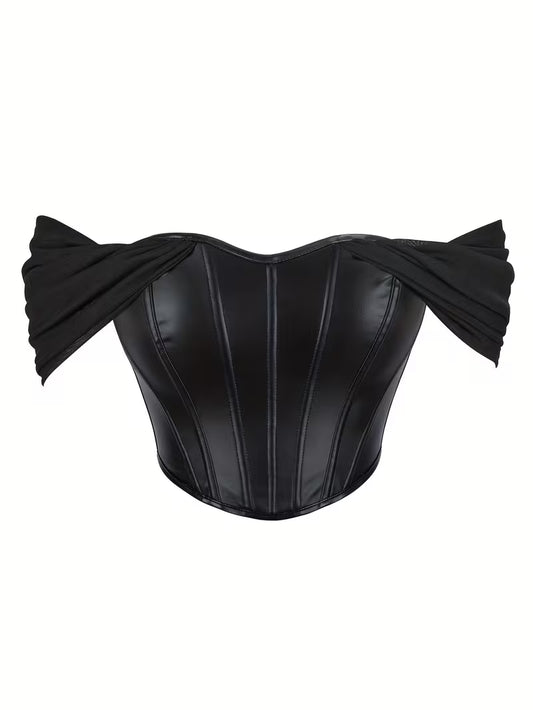 Strapless PU-Corsettop met Open Rug