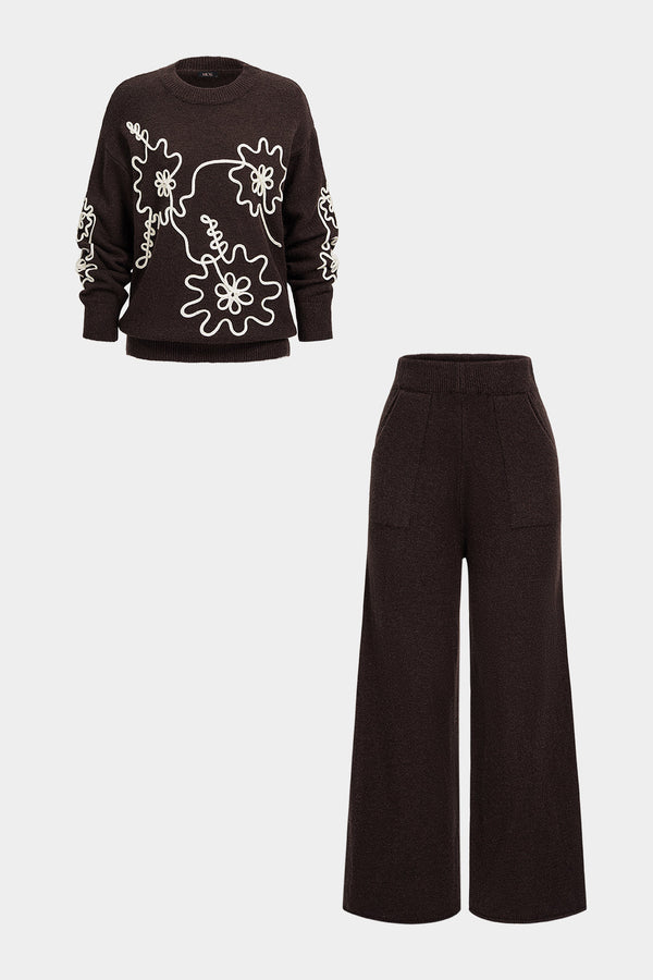 Cato - Gebreide set met top en broek