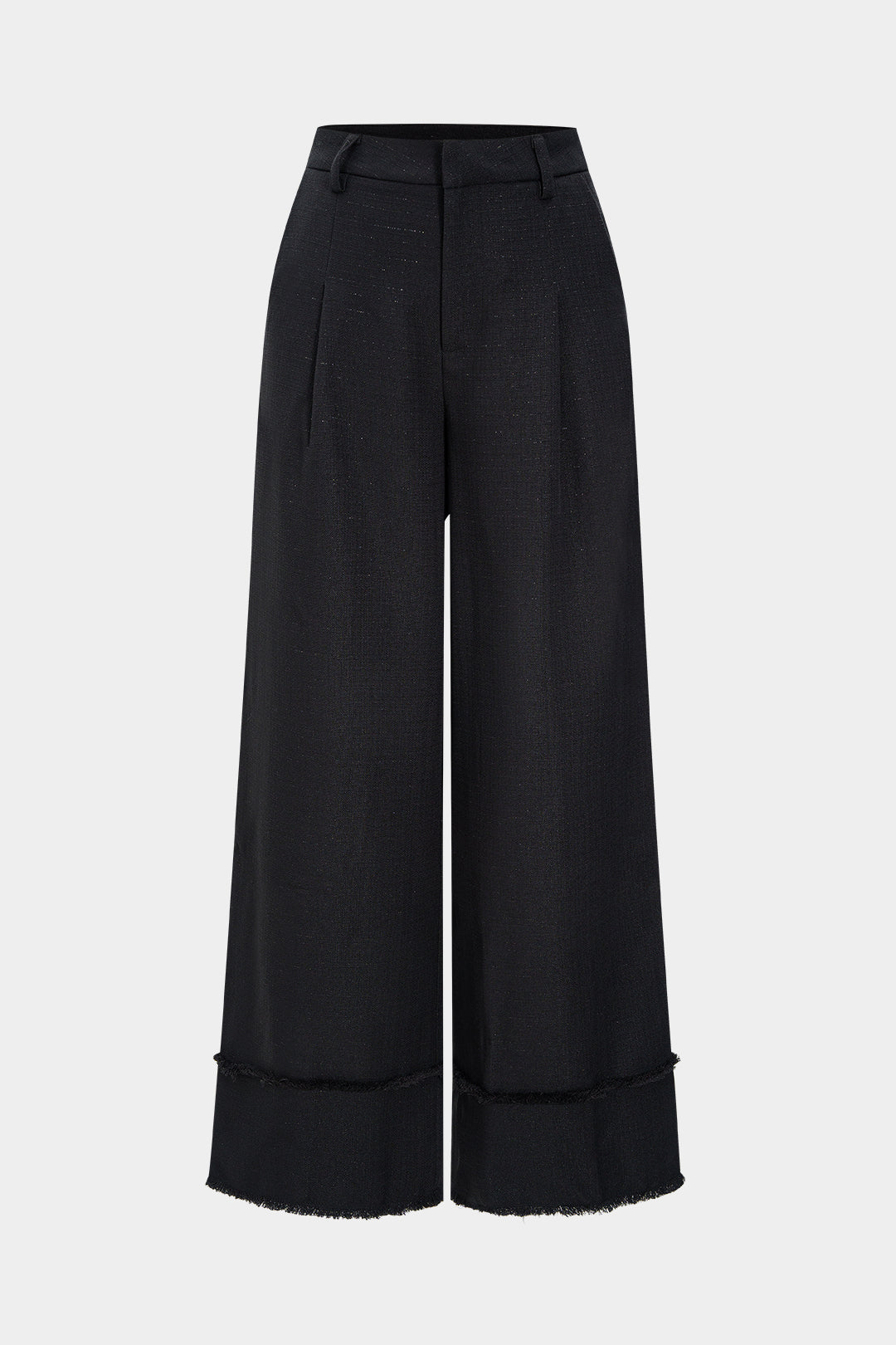 Geribde pantalon met ruches en hoge taille