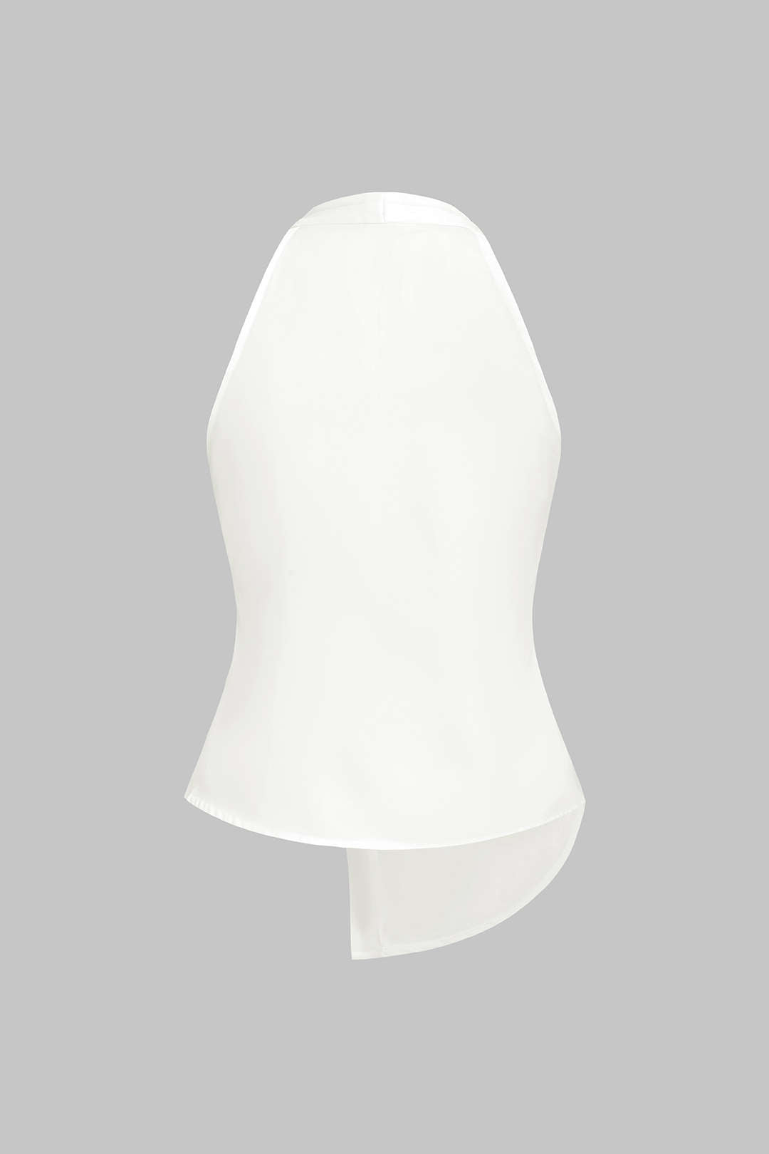 Satijnen asymmetrische tanktop met halternek en V-hals