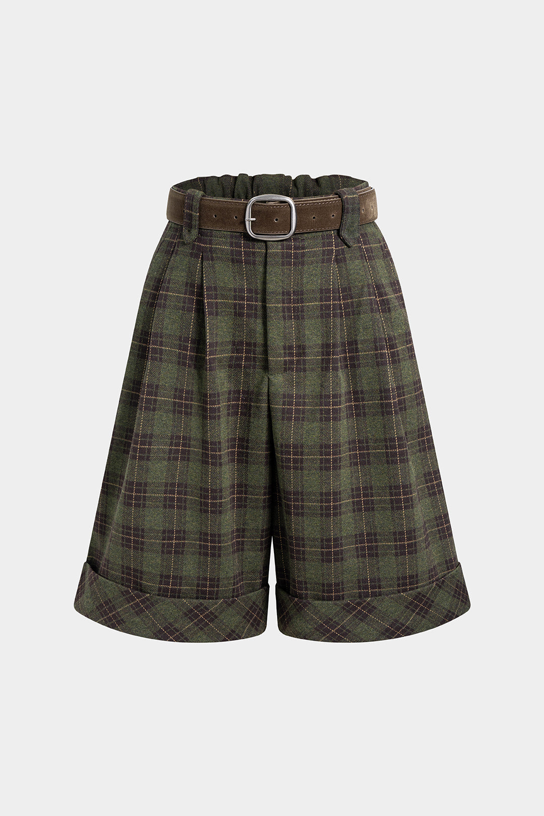 Geruite short met riem