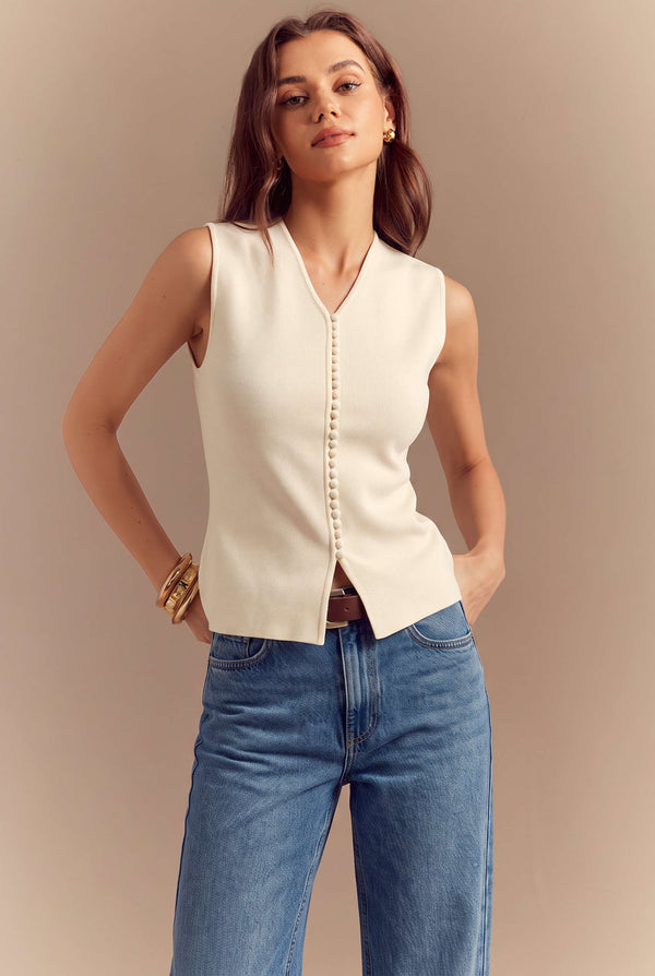 Effen tanktop met V-hals