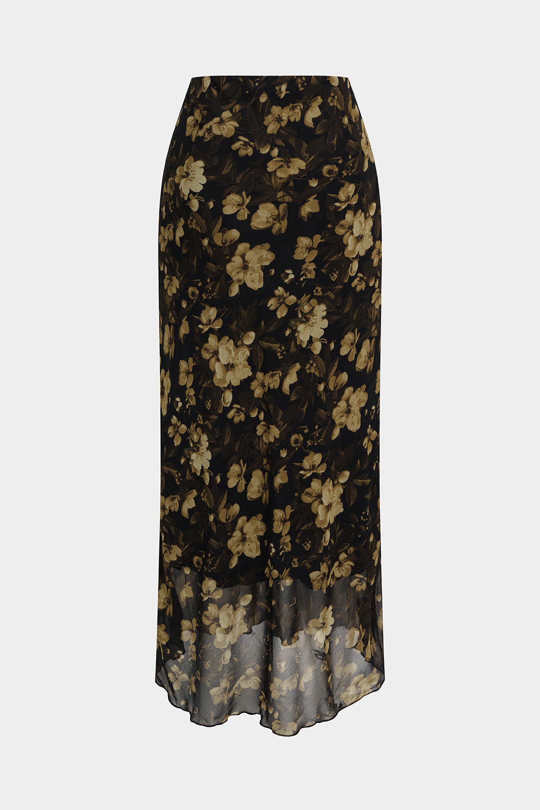 Daphne - Bloemenprint mesh rok met hoge taille