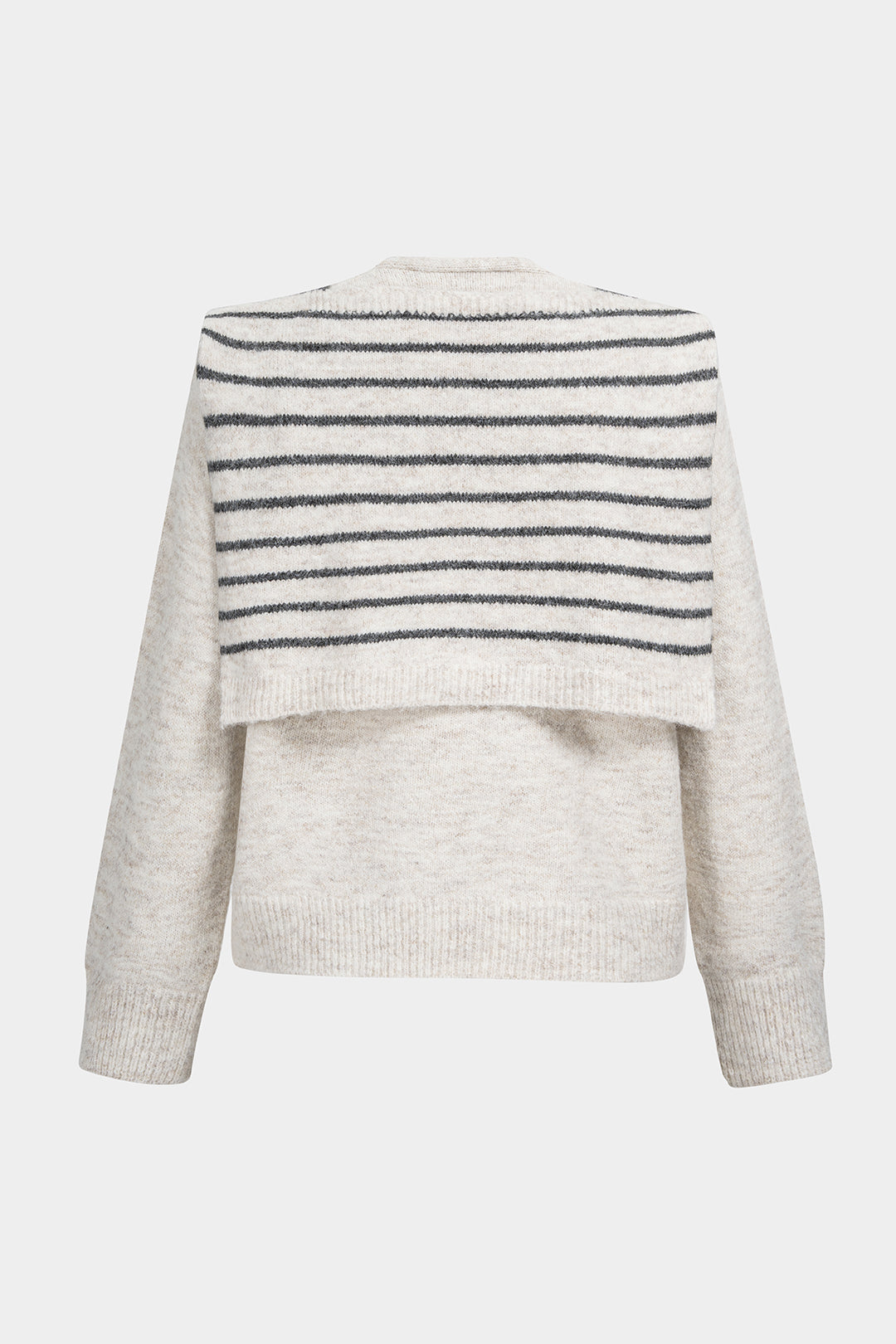 Gebreid gestreept vest met V-hals en knoopdetail
