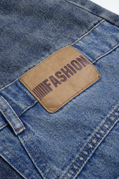 Denim Patchwork Barrel Jeans