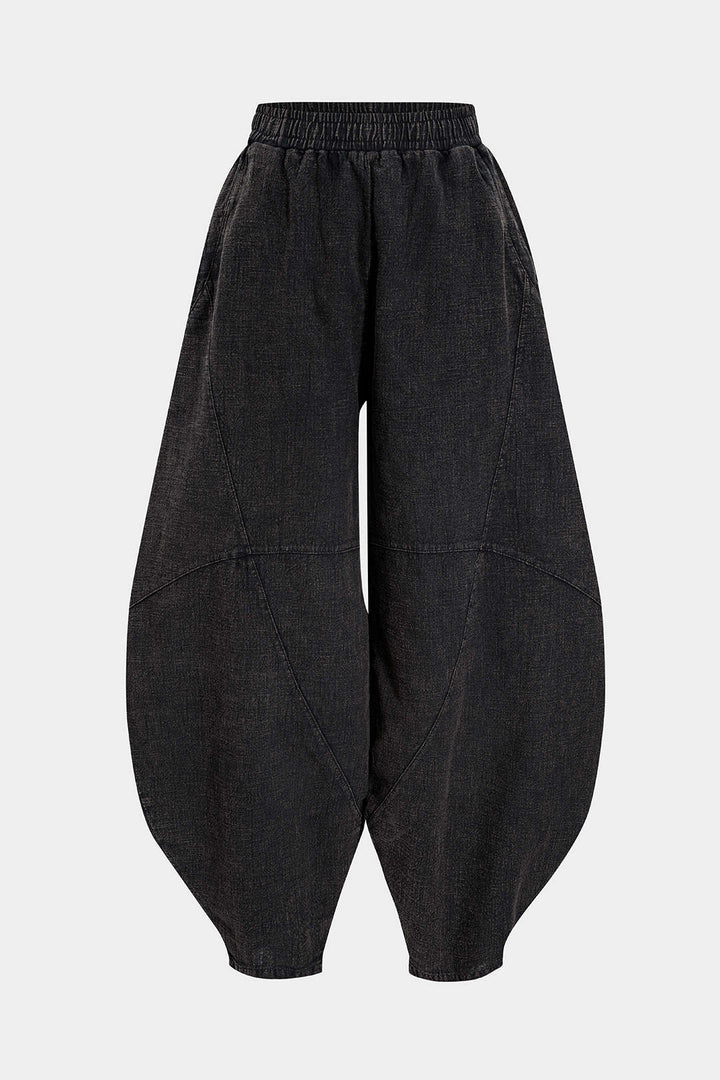 Ruched Pocket Wide Leg Barrel Trousers