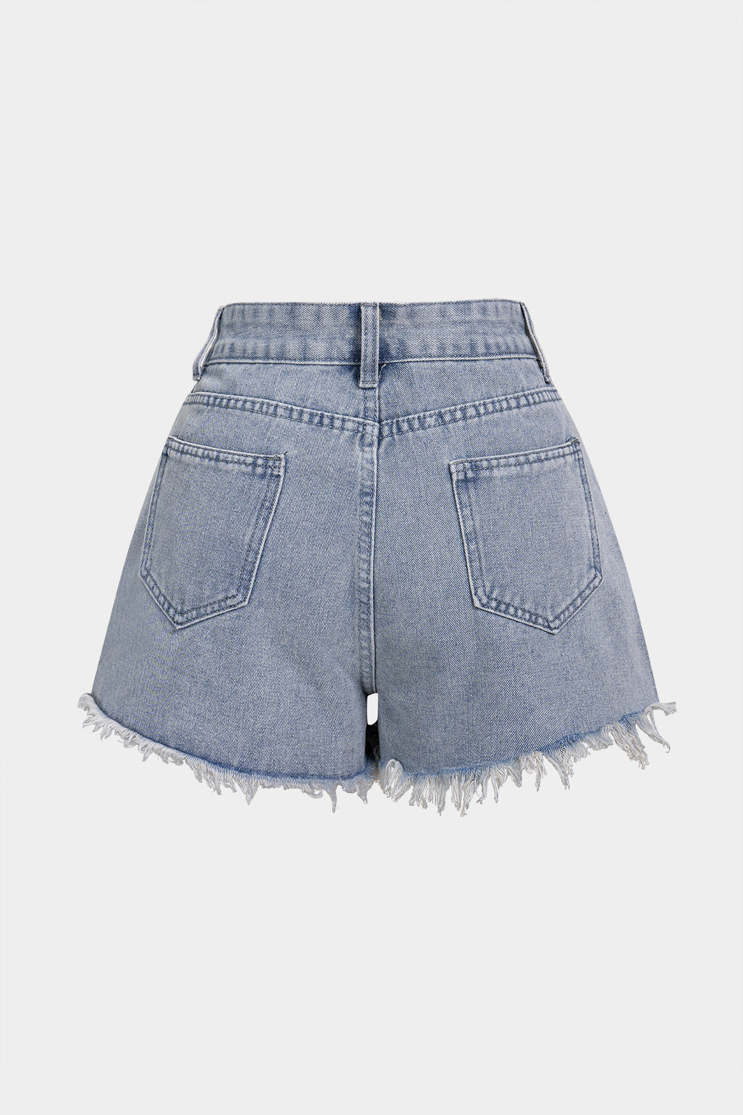 Denim ripped short met strass