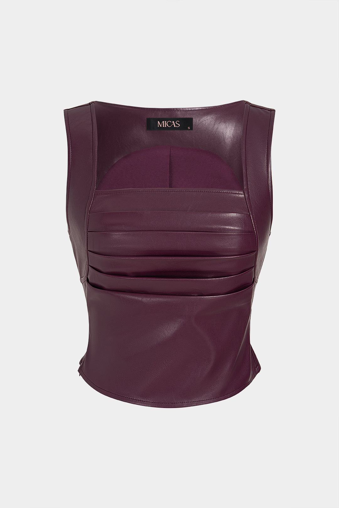Leren-look tanktop met ruches