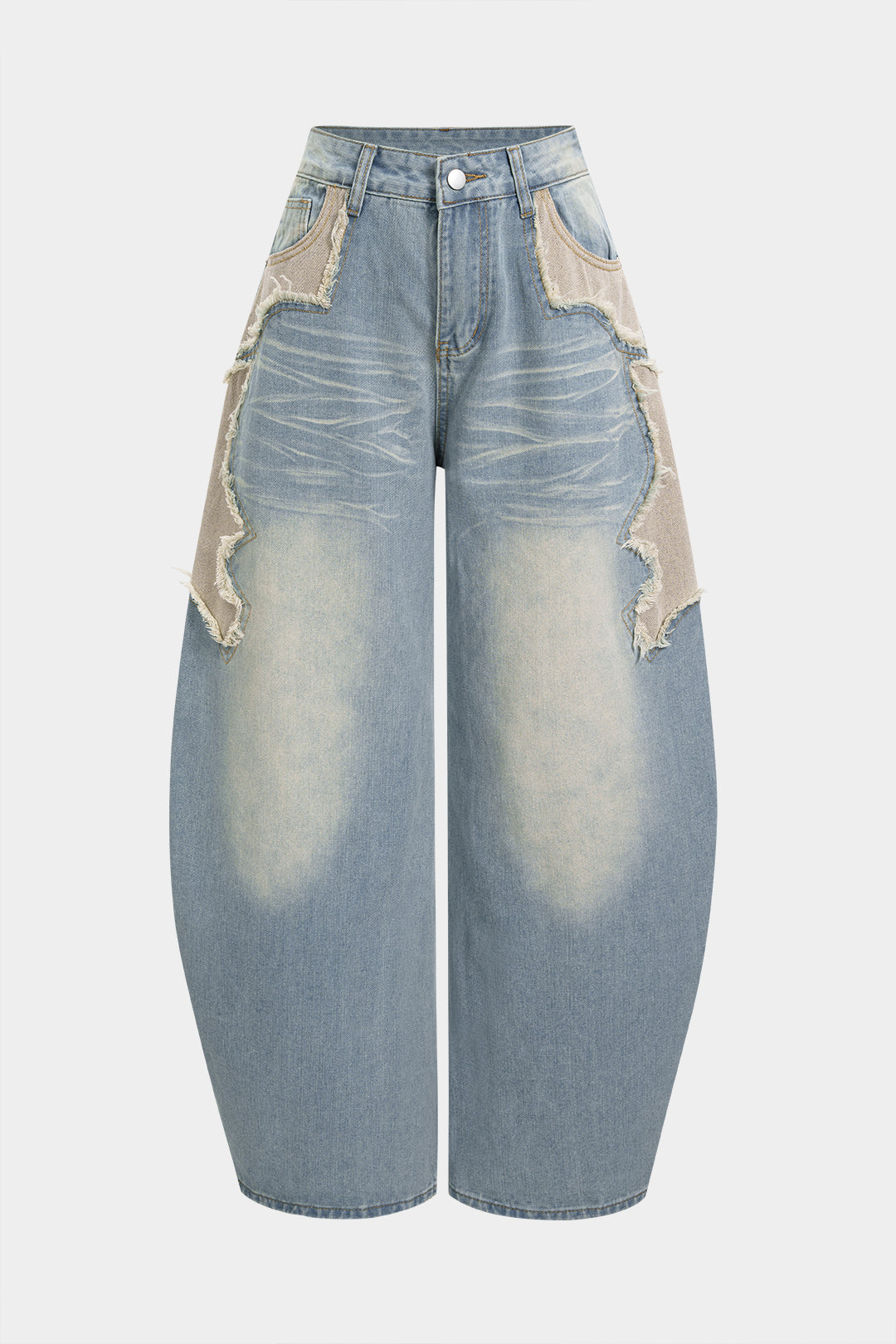 Jeans met knoopjes, zakken en wijde pijpen