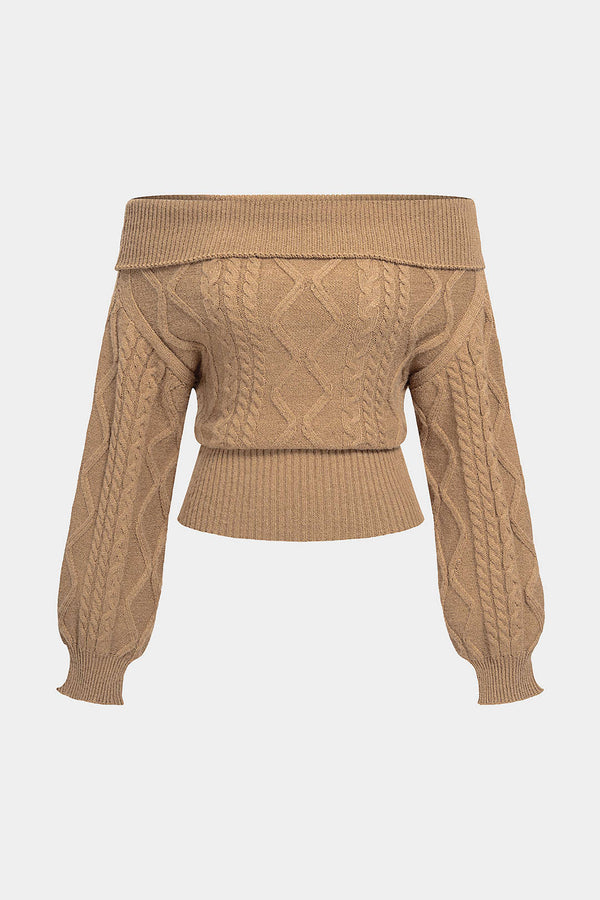 Zara - Gebreide top met blote schouders en lange mouwen