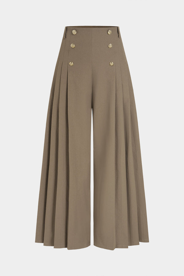 Noor - Geplooide broek met wijde pijpen