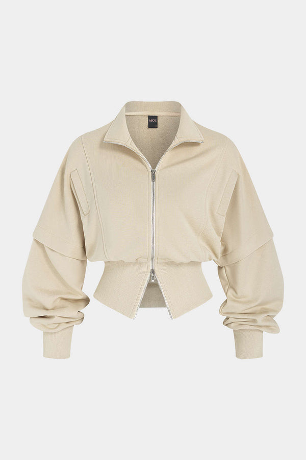 Sweater met revers en rits
