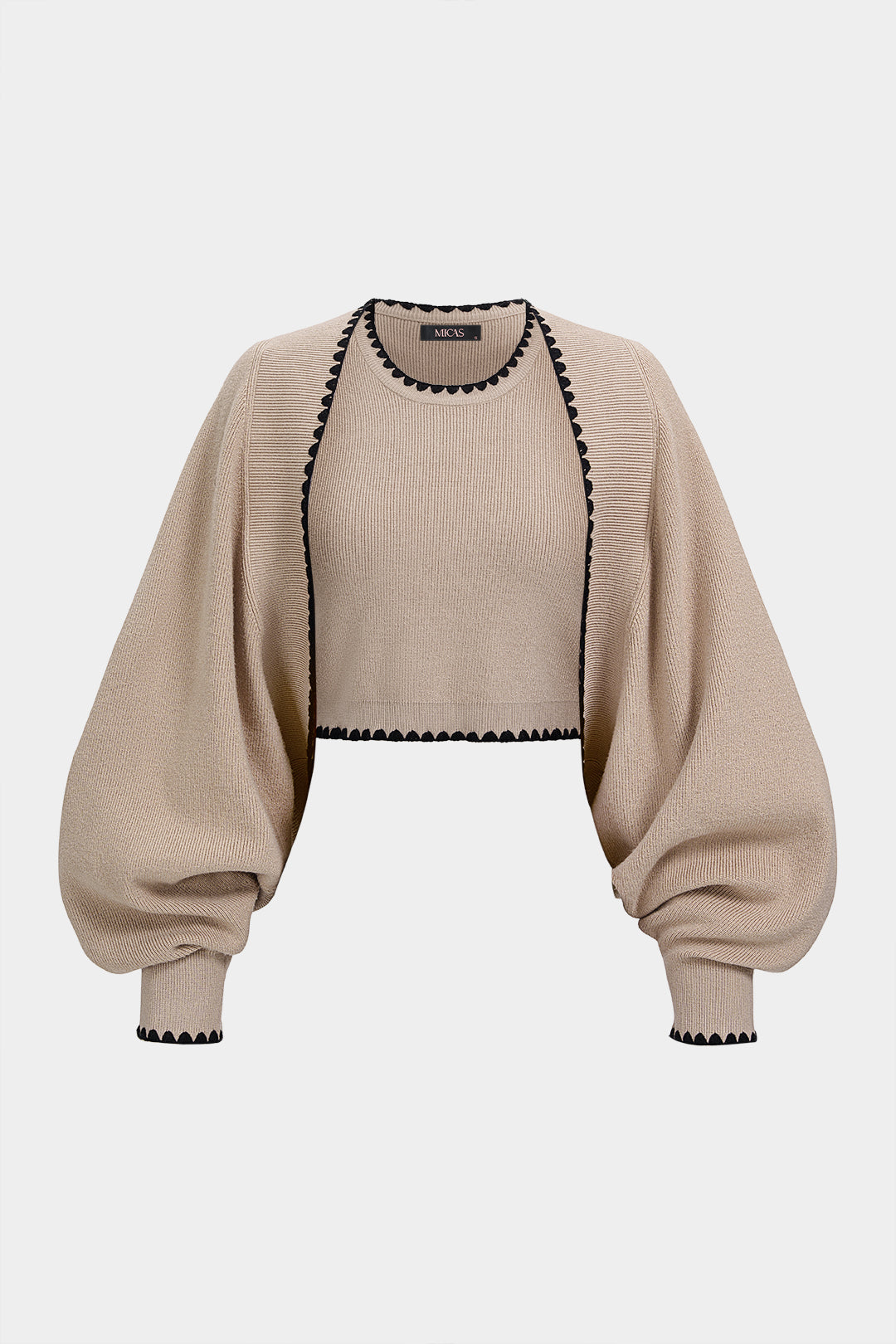 Gebreide set met vest en tanktop