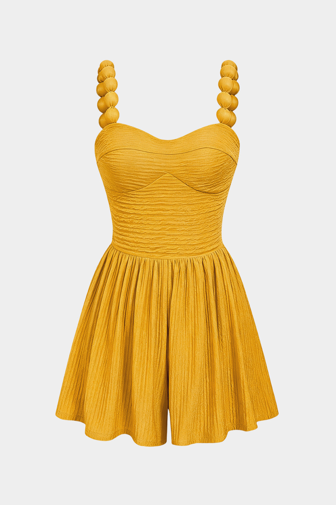 Gestructureerde mouwloze playsuit met rits en ruches