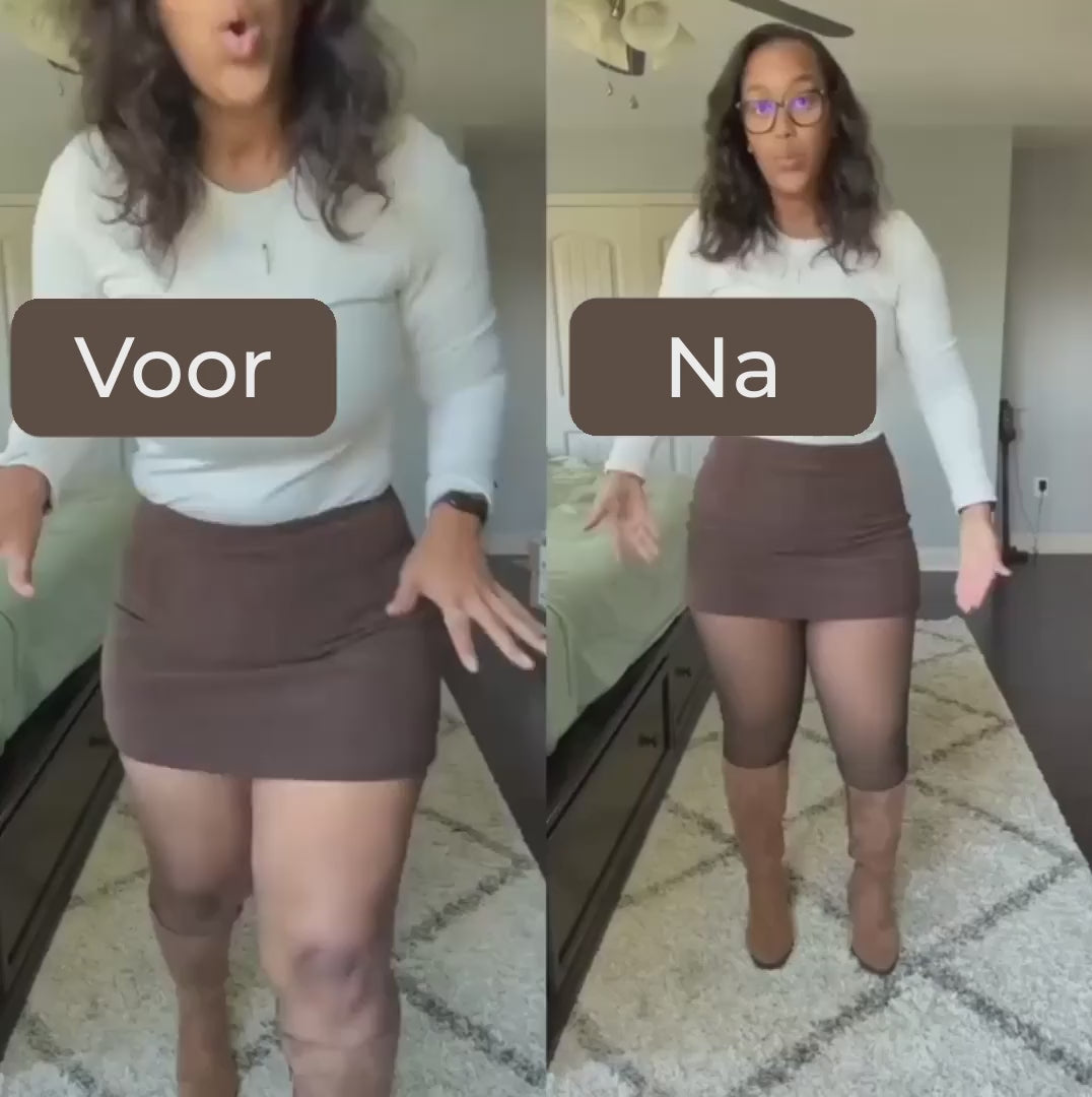 Klanten laten de Illusie Panty zien: voor en na