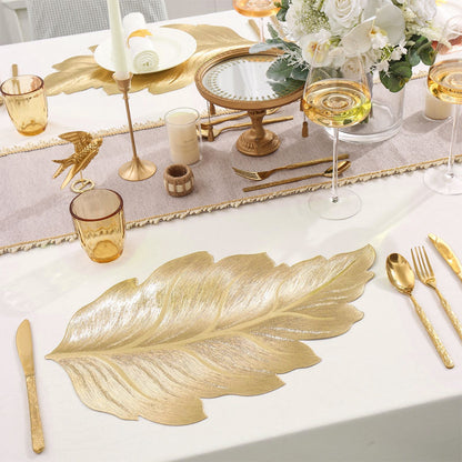 🎉Nieuwjaarscadeau 50% korting! 🌟Goudkleurige 3D-blad-placemat – Luxe tafeldecoratie, hittebestendig en waterdicht: perfect voor feestjes en dagelijks gebruik!
