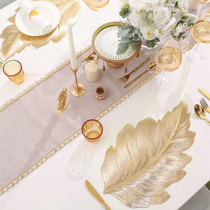🎉Nieuwjaarscadeau 50% korting! 🌟Goudkleurige 3D-blad-placemat – Luxe tafeldecoratie, hittebestendig en waterdicht: perfect voor feestjes en dagelijks gebruik!