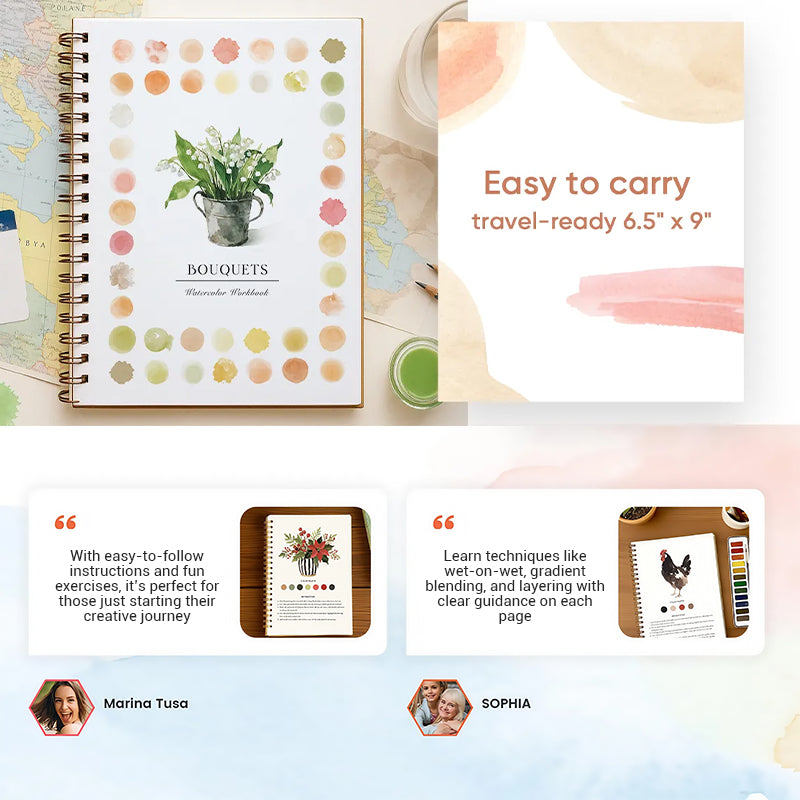 🎉Nieuwjaars Cadeau 50% KORTING!✨ Aquarelwerkboek voor Beginners (Met 16 Kleuren Verf) – Stap-voor-Stap Instructies, Oefenpagina's & Levendige Kleuren (Perfect voor Beginner Creatieven!)