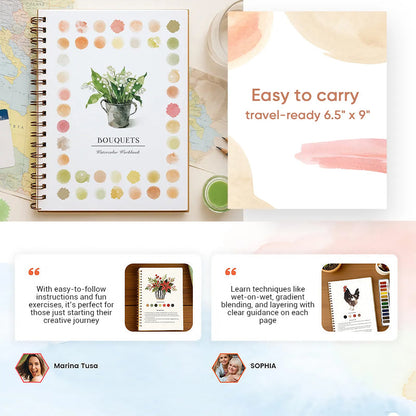 🎉Nieuwjaars Cadeau 50% KORTING!✨ Aquarelwerkboek voor Beginners (Met 16 Kleuren Verf) – Stap-voor-Stap Instructies, Oefenpagina's & Levendige Kleuren (Perfect voor Beginner Creatieven!)