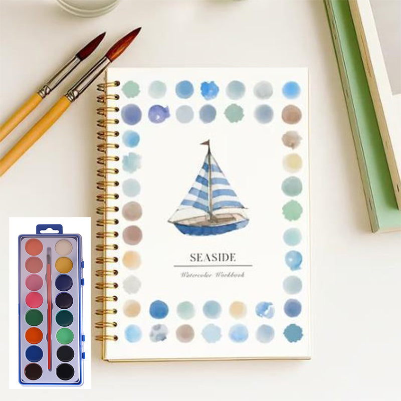 🎉Nieuwjaars Cadeau 50% KORTING!✨ Aquarelwerkboek voor Beginners (Met 16 Kleuren Verf) – Stap-voor-Stap Instructies, Oefenpagina's & Levendige Kleuren (Perfect voor Beginner Creatieven!)