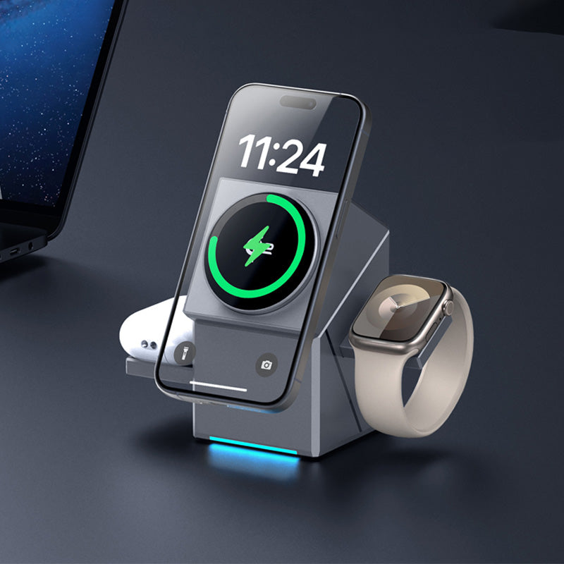 🎉Nieuwjaars Cadeau 50% KORTING!🔋3-in-1 Opvouwbaar Magnetisch Draadloos Laadstation – Snel Opladen Telefoon/Smartwatch/Oordopjes: Compact & Veilig!