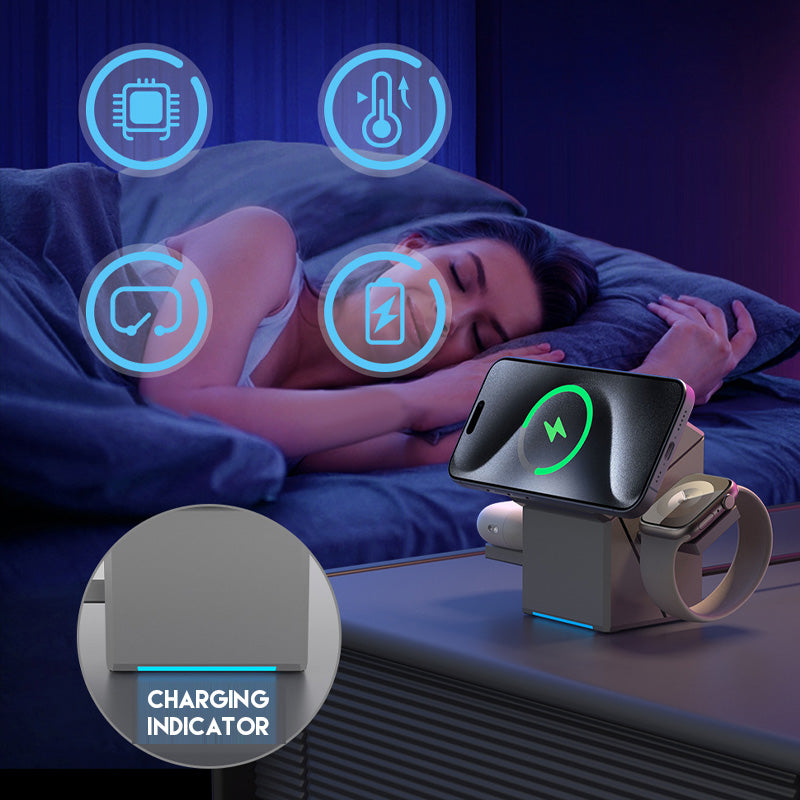 🎉Nieuwjaars Cadeau 50% KORTING!🔋3-in-1 Opvouwbaar Magnetisch Draadloos Laadstation – Snel Opladen Telefoon/Smartwatch/Oordopjes: Compact & Veilig!
