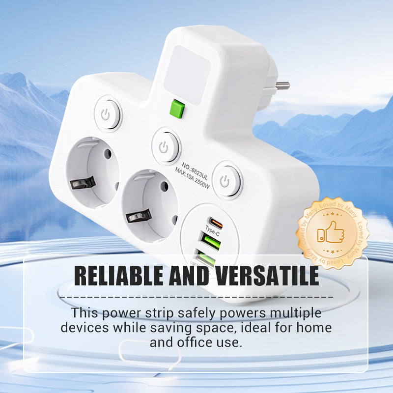 🎉Nieuwjaarscadeau 50% KORTING! 🔌 Slanke slimme stekkerdoos (USB + nachtlampje) – Individuele schakelaars en reisvriendelijk: Laad meerdere apparaten tegelijk!